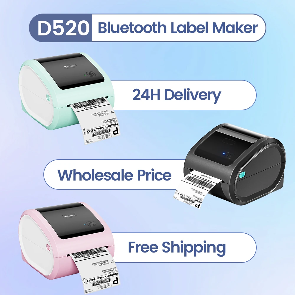 Commercial Shirt Printing Machine - Wireless Bluethooth Shipping Printer Phomemo D520BT